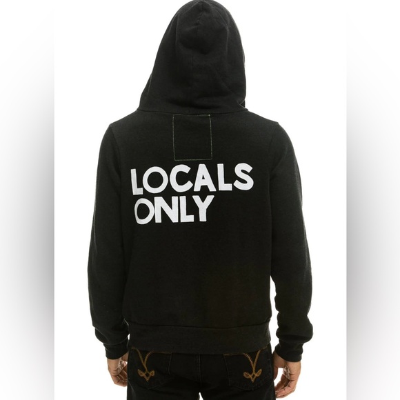 AVIATOR NATION LOCALS ONLY RELAXED ZIP HOODIE - BLACK - Picture 3 of 8